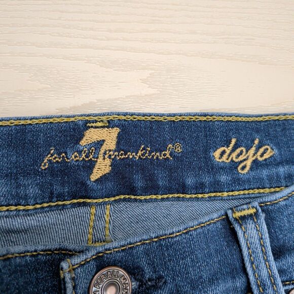 7 For All Mankind Dojo Jeans Womens 28 Blue Flare Stretch Denim 34" Inseam Boho - Picture 3 of 14